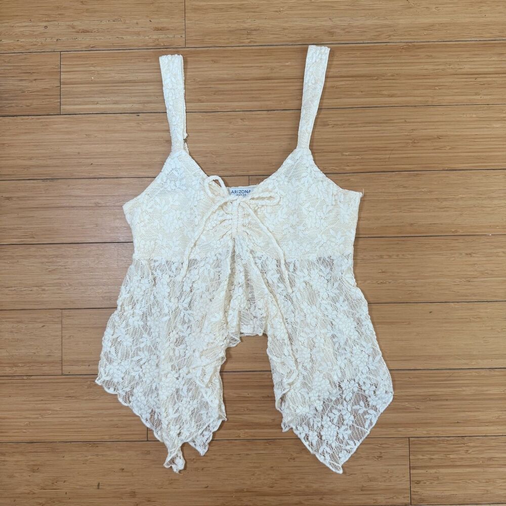 Arizona Lace Babydoll Cami Cream Fairy Tank Adjustable Straps Medium